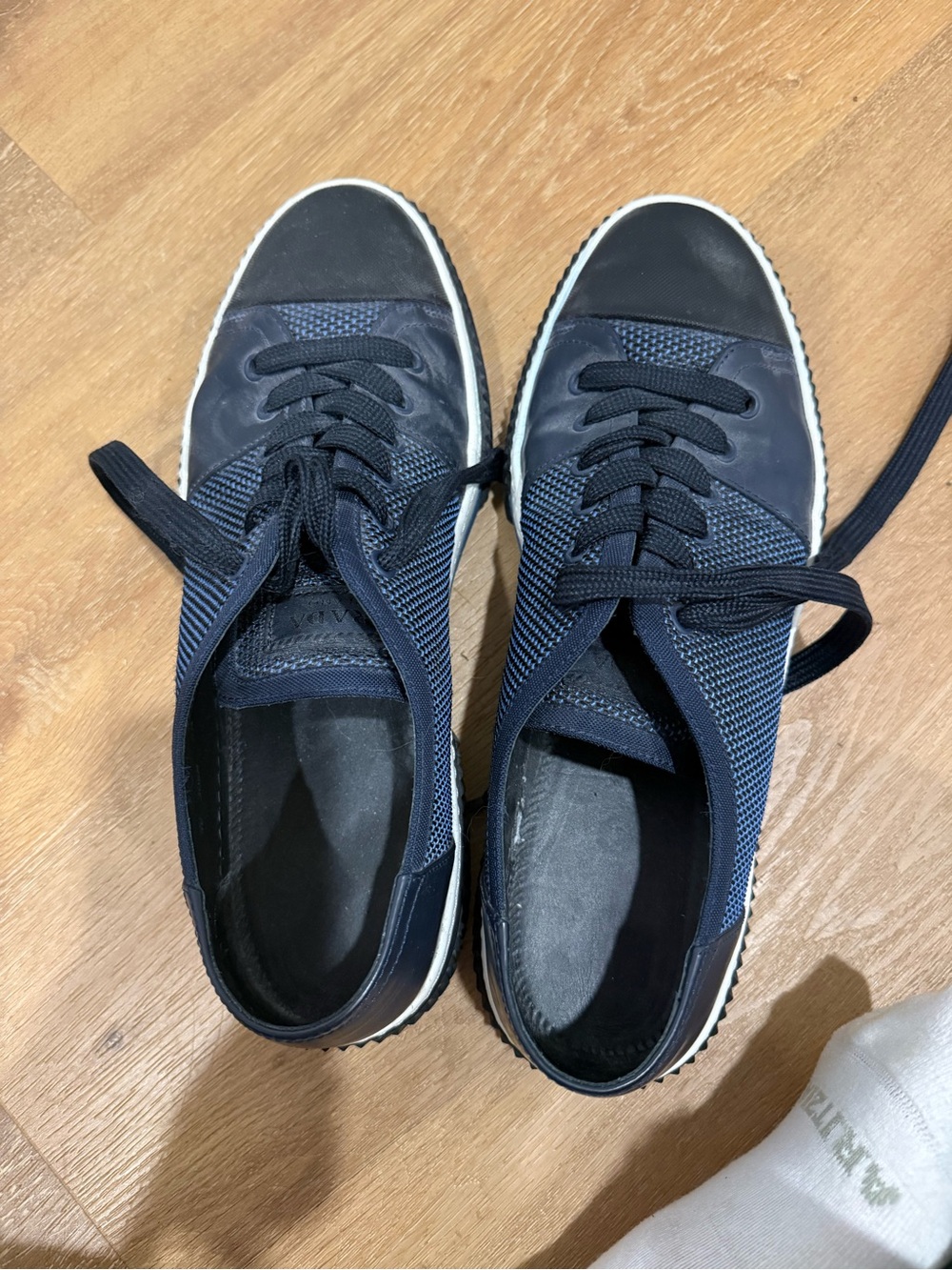 Prada Men's Navy and Black Lace-Up Sneakers